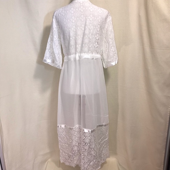 Lace Kimono Beach Cover Up Shawl Robe Duster White - Picture 5 of 5
